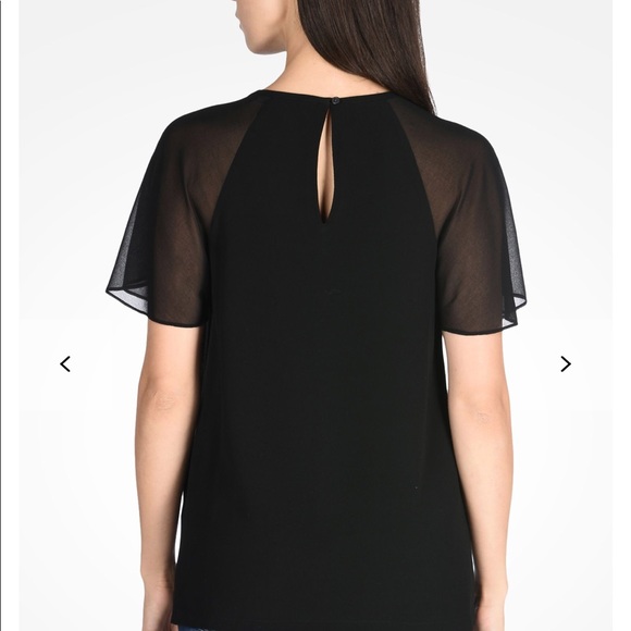 Armani Exchange Black Sheer Sleeve Blouse - Picture 2 of 7